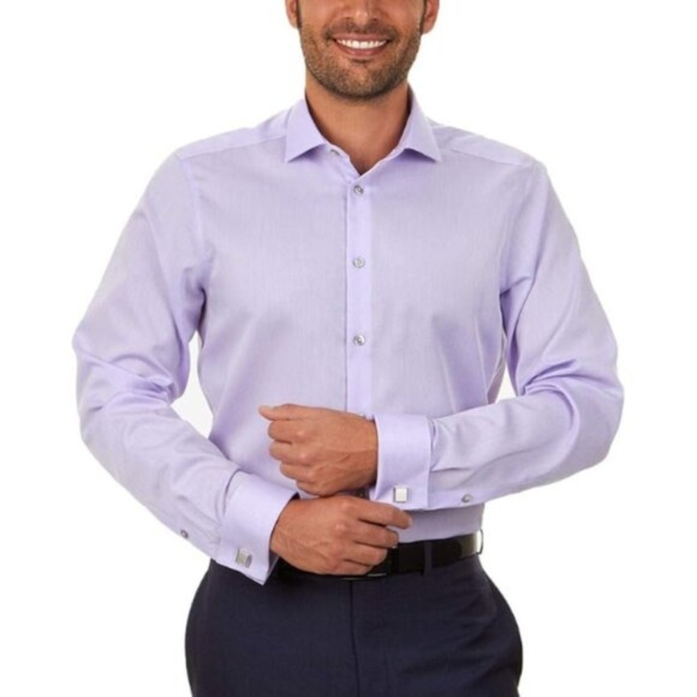 CALVIN KLEIN Lilac Slim Fit Long Sleeve Dress Shirt Size 17 34/35